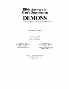 Bible Answers To Man’s Questions On Demons By Kenneth E. Hagin [PDF Download]